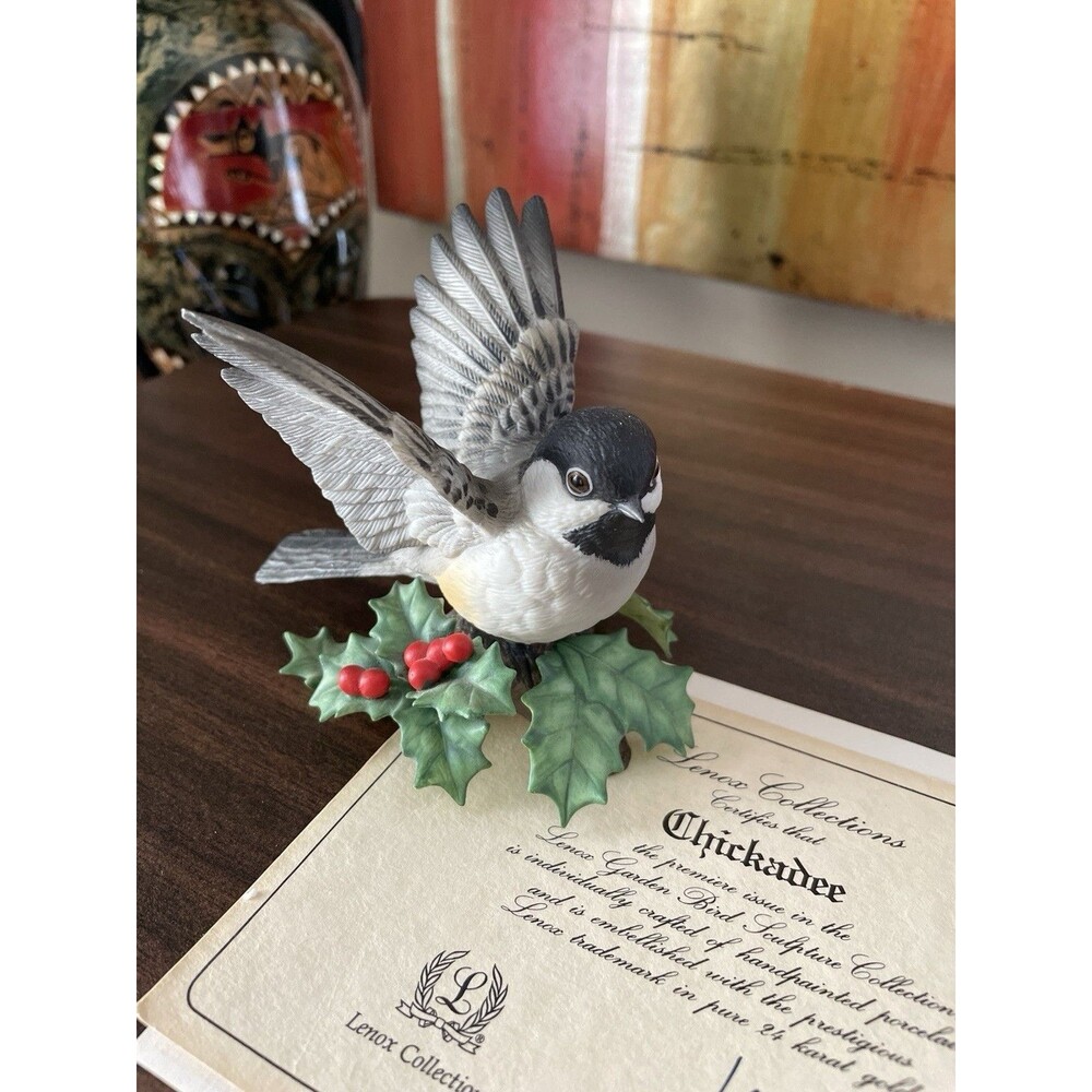 Lenox Garden Bird Collection Chickadee Porcelain Bird Figurine w/ COA and Box
